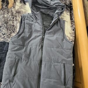 Gray Hooded Puffer Vest